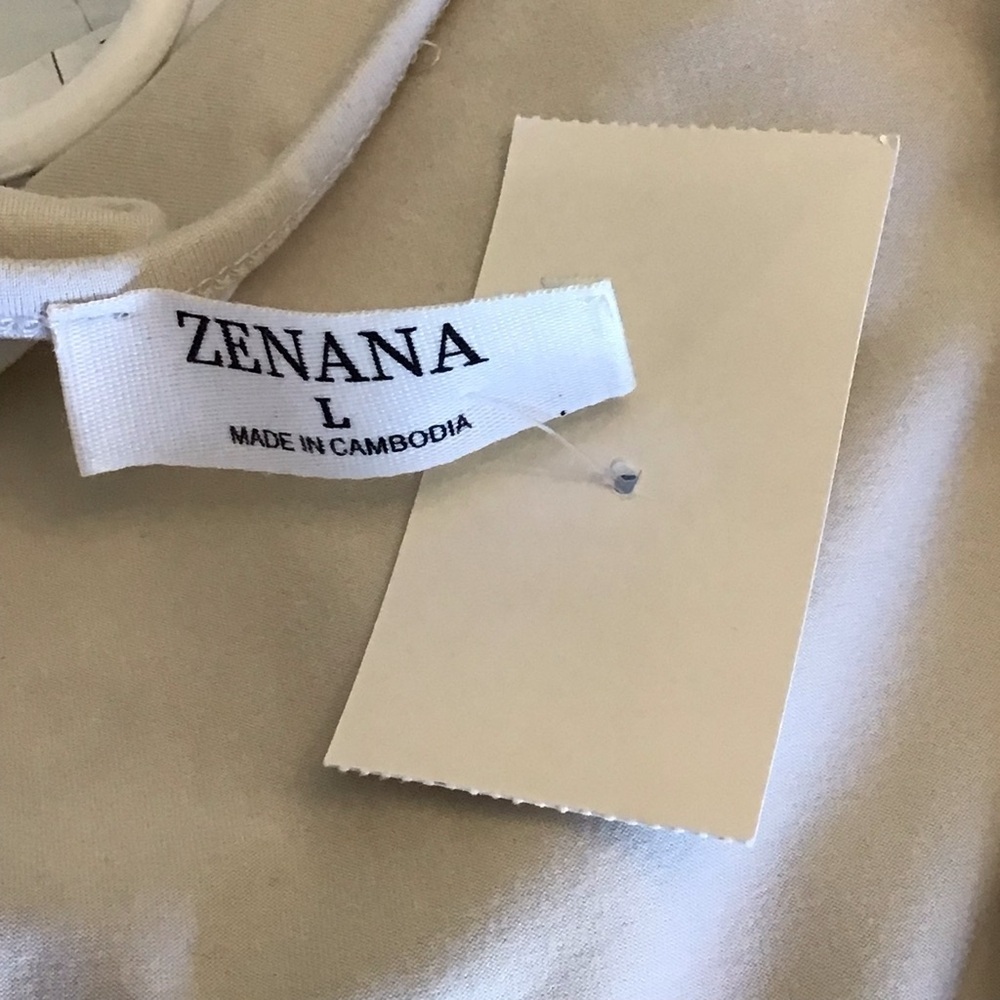 Zenana Off White Short Sleeve Surplice Brushed DTY Buttery Soft Dress Size Large - Picture 7 of 8